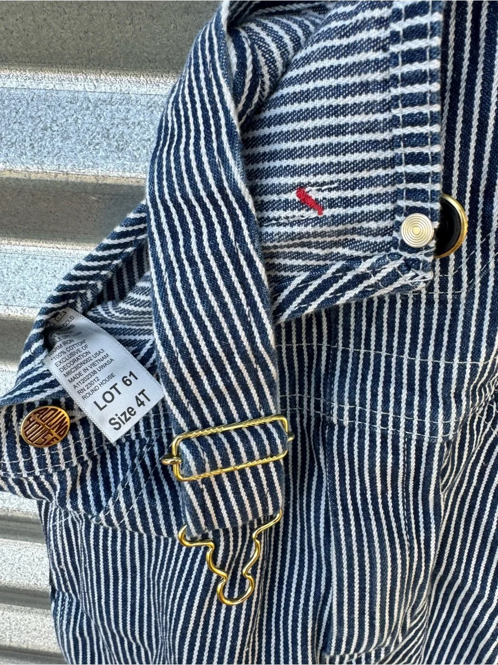 Kids Navy Stripe Overalls